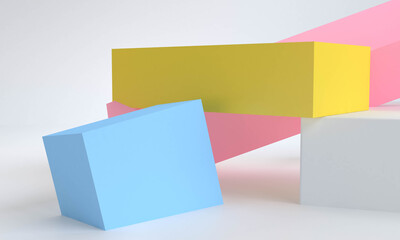 Geometric shape scene minimal style , 3d rendering.