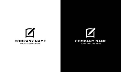 Education logo design template, pencil and book icon stylized