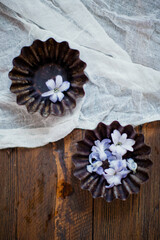 Blue hyacinth on a wooden background