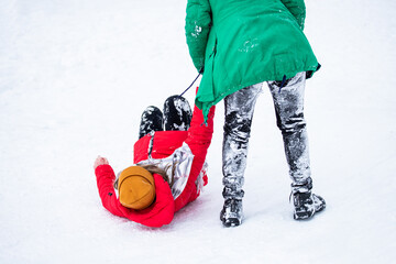 girl fell in the snow
