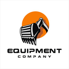 Heavy equipment rental and service logo design vector.