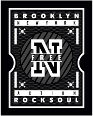 brooklyn art of rock soul, vector typography illustration graphic design for print