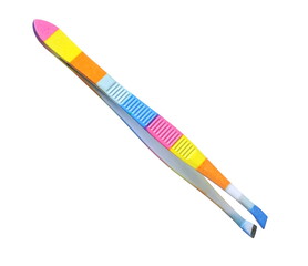 Colorful tweezers, pincette, forceps isolated on white background with clipping path