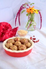 Fototapeta premium Vegan healthy sweet almond goji berry coconut energy balls