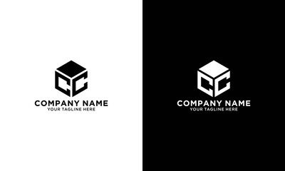 CC Initial Letter Logo Hexagonal Design, initial logo for business,