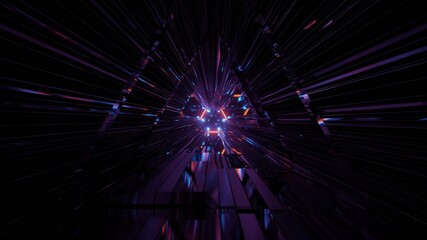 3D illustration of dark tunnel with abstract geometric figure