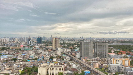 aerial photoshoot of urban area of Bangkok, Thailand