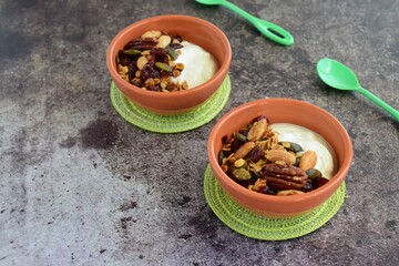 Breakfast granola with greek yogurt
