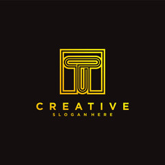 initial letter t logo with box line art modern concept, gradien colour. premium vektor, part 1