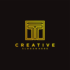 initial letter t logo with box line art modern concept, gradien colour. premium vektor, part 2