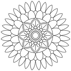 Simple Mandala Shape for Coloring. Vector Mandala. Circular. Flower. Oriental. Coloring Book Page. Outline.

