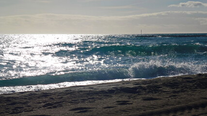 waves on the beach in the morning