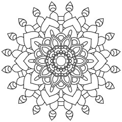 Simple Mandala Shape for Coloring. Vector Mandala. Circular. Flower. Oriental. Coloring Book Page. Outline.
