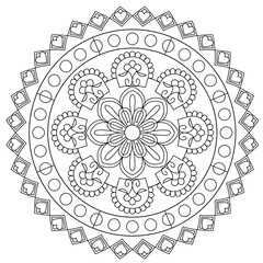 Simple Mandala Shape for Coloring. Vector Mandala. Circular. Flower. Oriental. Coloring Book Page. Outline.
