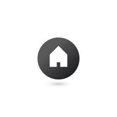 Home circle button, house sign. Stock Vector illustration isolated on white background.