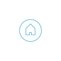 Linear Home circle button, house sign. Stock Vector illustration isolated on white background.