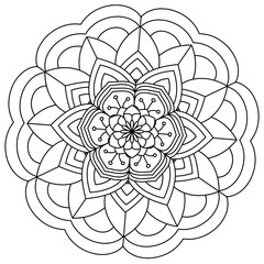 Simple Mandala Shape for Coloring. Vector Mandala. Circular. Flower. Oriental. Coloring Book Page. Outline.
