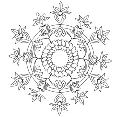 Simple Mandala Shape for Coloring. Vector Mandala. Circular. Flower. Oriental. Coloring Book Page. Outline.
