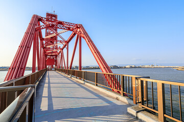 夕方の筑後川昇開橋　福岡県大川市　 Chikugogawa Lift Bridge in the evening...