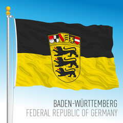Baden Wurttenberg lander flag, federal state of Germany, europe, vector illustration