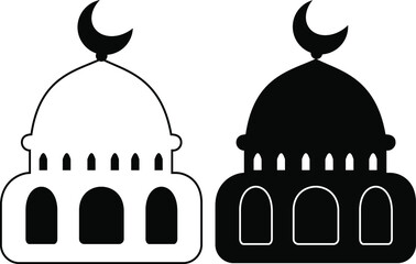 Black and white mosque icon vector design template