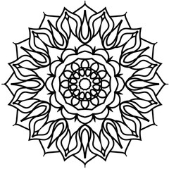 Simple Mandala Shape for Coloring. Vector Mandala. Circular. Flower. Oriental. Coloring Book Page. Outline.
