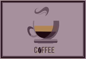 Cup of coffee icon. Logo for cafe or restaurant. A card for a coffee shop. Bonus program and free coffee mug. coffee icon. 