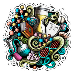Science cartoon vector doodle design