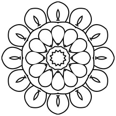 Simple Mandala Shape for Coloring. Vector Mandala. Circular. Flower. Oriental. Coloring Book Page. Outline.
