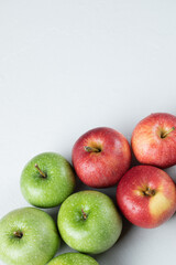 Green and red apples isolated on white background