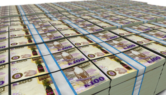 3D Large Stack of Zambia 100 Kwacha Banknote
