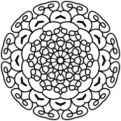 Simple Mandala Shape for Coloring. Vector Mandala. Circular. Flower. Oriental. Coloring Book Page. Outline.
