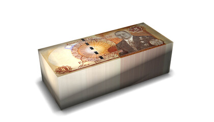 Tonga 20 Paanga Banknotes Money Stack on White Background