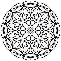 Simple Mandala Shape for Coloring. Vector Mandala. Circular. Flower. Oriental. Coloring Book Page. Outline.

