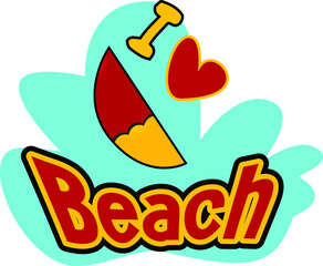 writing design, logo, symbol I love the beach. suitable for the design of t-shirts, stickers, banners, cards, cloth, paper etc.