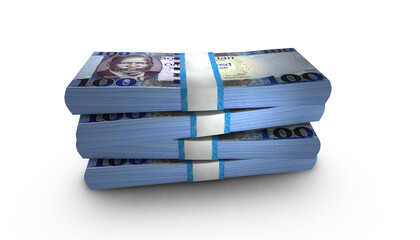 3D Stack Banknote of South Sudan 100 Pounds Money