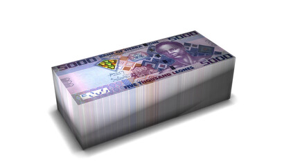 Obraz na płótnie Canvas Sierra Leone 5000 Leones Banknotes Money Stack on White Background