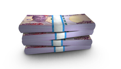3D Stack Banknote of Nigeria 100 Naira Money