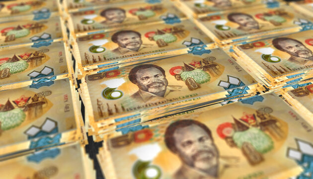 3D Bunch of Papua New Guinea 50 Kina Money Banknote