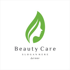 leaf beauty, skin care logo design vector template