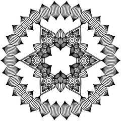Beautiful Mandala Shape for Coloring. Vector Mandala. Christmas. Oriental. Book Page. Lines

