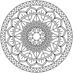 Fototapeta premium Beautiful Mandala Shape for Coloring. Vector Mandala. Christmas. Oriental. Book Page. Lines 