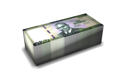 Liberia 100 Dollars Banknotes Money Stack on White Background