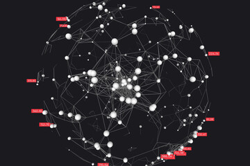 Big data complex. Global data network. Abstract connected graph. Communication network. Information futuristic design. Social connections. Technology background. Disordered plexus system.