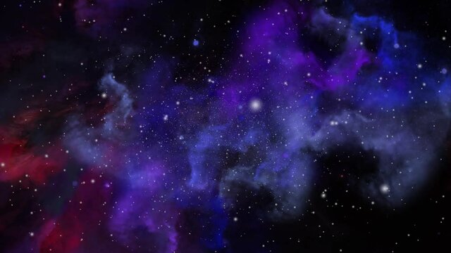 Nebula clouds move between the stars in the very dark universe, outer space