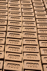 Katni / India 25 October 2017 Manual Bricks in open and sunny places for Drying  in Katni Madhya Pradesh India