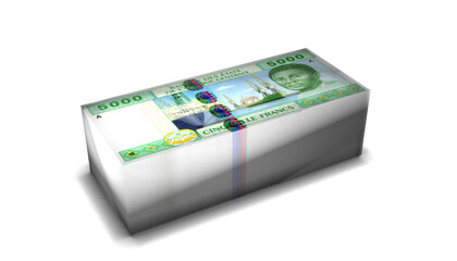 Gambia 200 Dalasi Banknotes Money Stack on White Background