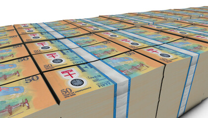 3D Pile of Fiji 50 Dollars  Money banknote