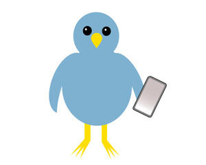 Blue Bird Holding a Cellphone Vector