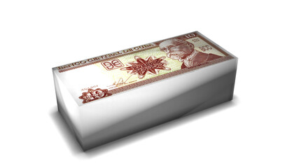 Cuba 10 Pesos Banknotes Money Stack on White Background